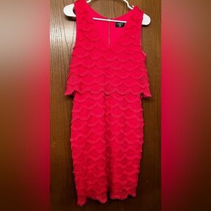 Guess Fuchsia Layered Fringe Women's Midi Dress size 10 -UC